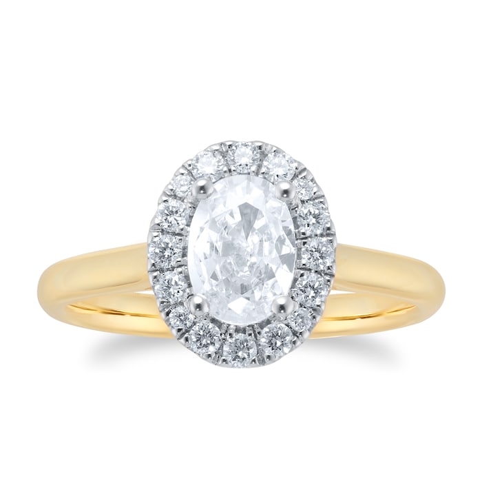 Goldsmiths 18ct Yellow & White Gold 1.00ct Oval Cut Engagement Ring