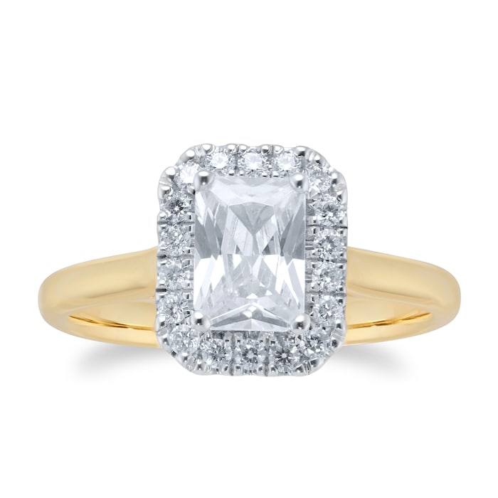 Goldsmiths 18ct Yellow & White Gold 1.00ct Emerald Cut Engagement Ring ...