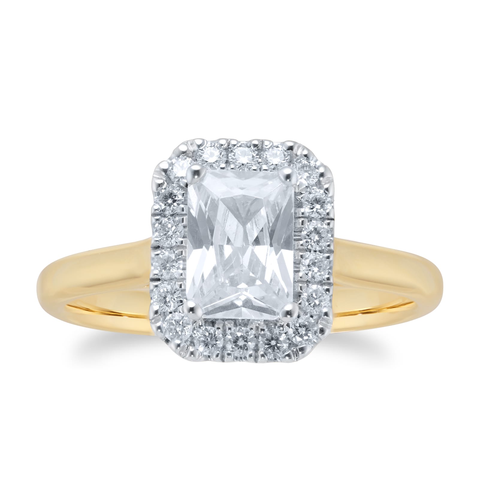 Goldsmiths 18ct Yellow & White Gold 1.00ct Emerald Cut Engagement Ring Goldsmiths 18ct Yellow & White Gold 1.00ct Emerald Cut Engagement Ring