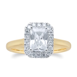 Goldsmiths 18ct Yellow & White Gold 1.00ct Emerald Cut Engagement Ring