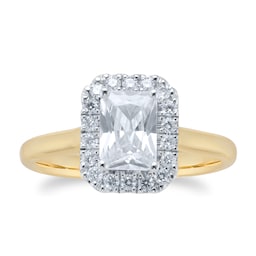 06019331 - 18ct Yellow & White Gold 1.00ct Emerald Cut Engagement Ring