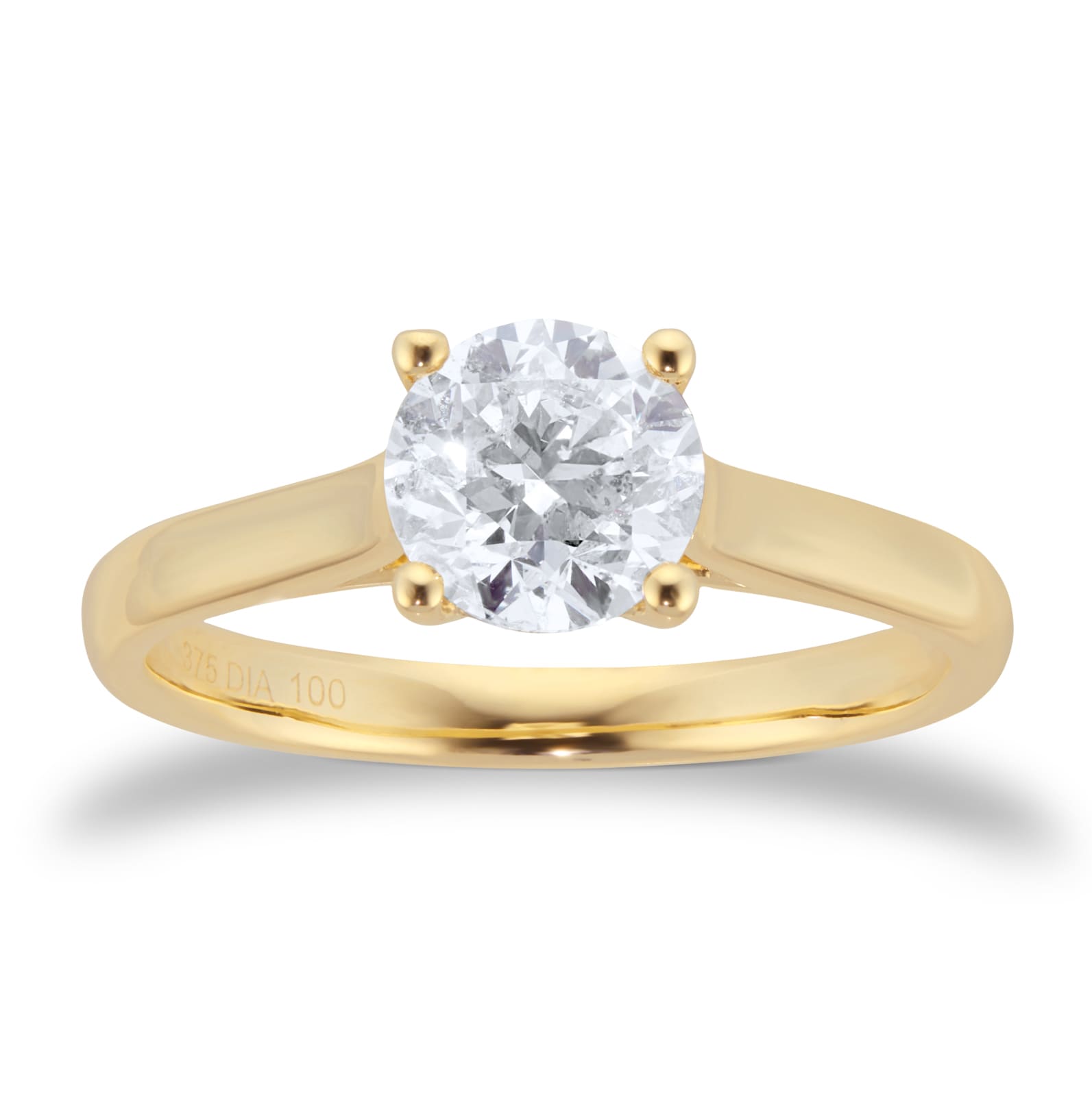 9ct Yellow Gold 1ct Diamond Solitaire Engagement Ring