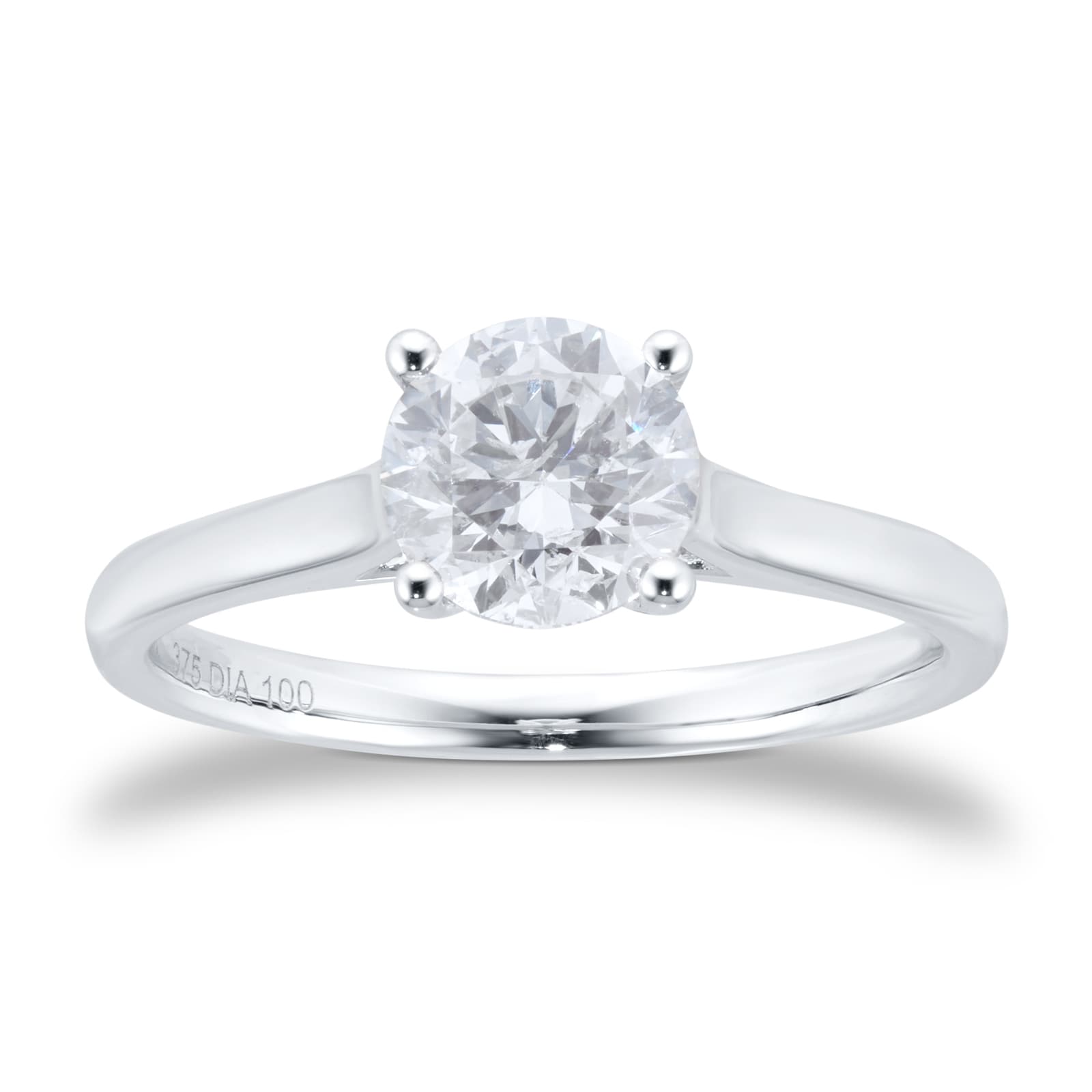 9ct White Gold 1ct Diamond Solitaire Engagement Ring