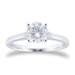 Goldsmiths 9ct White Gold 1ct Diamond Solitaire Engagement Ring