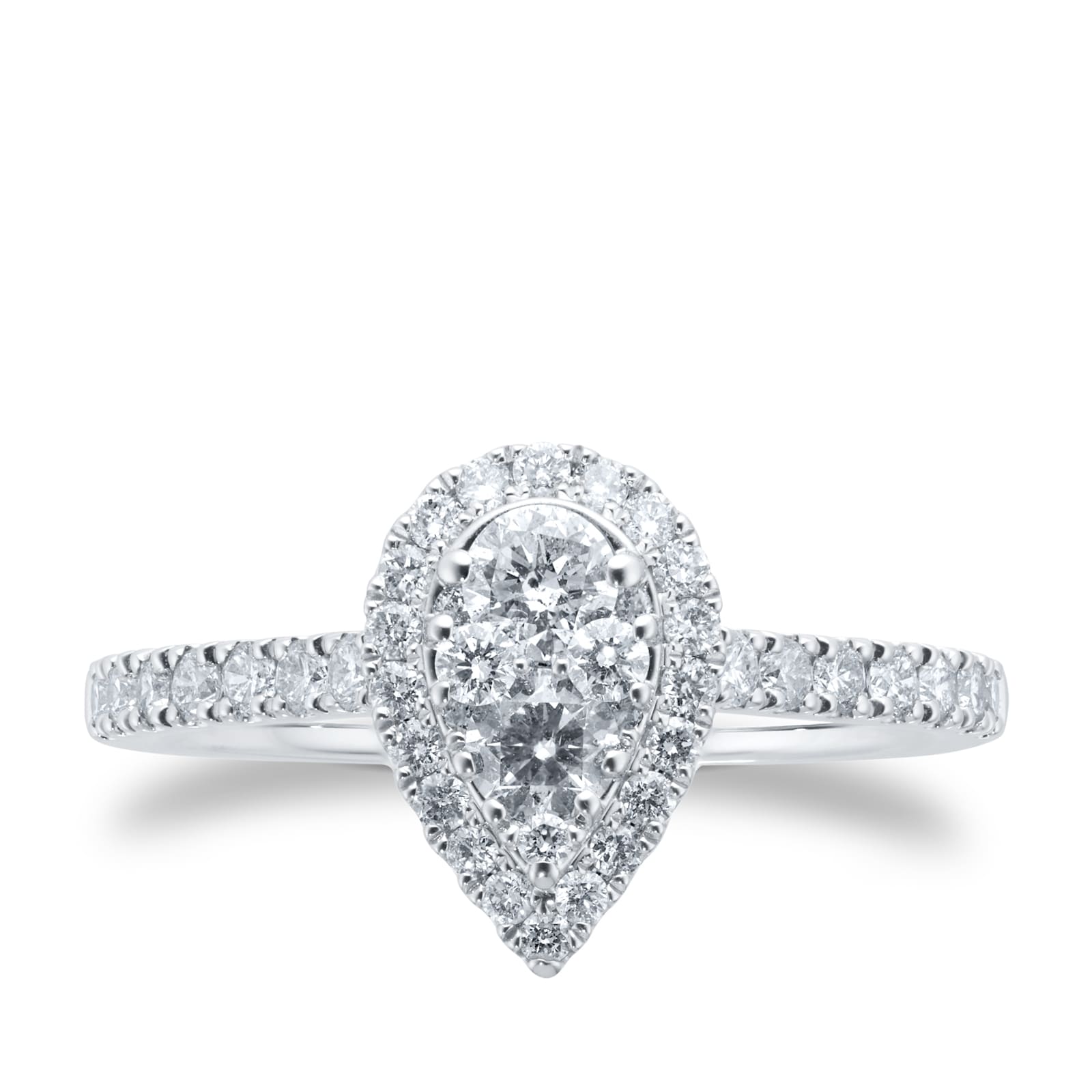 Goldsmiths 18ct White Gold 0.75ct Diamond Cluster Engagement Ring