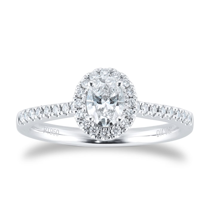 Goldsmiths Platinum 0.60ct Diamond GIA Oval Halo Engagement Ring