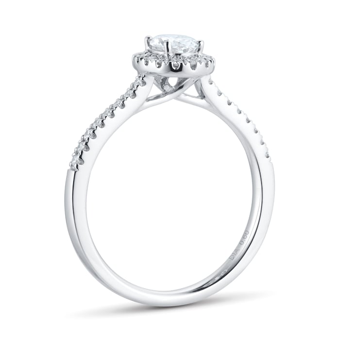 Goldsmiths Platinum 0.60ct Diamond GIA Oval Halo Engagement Ring