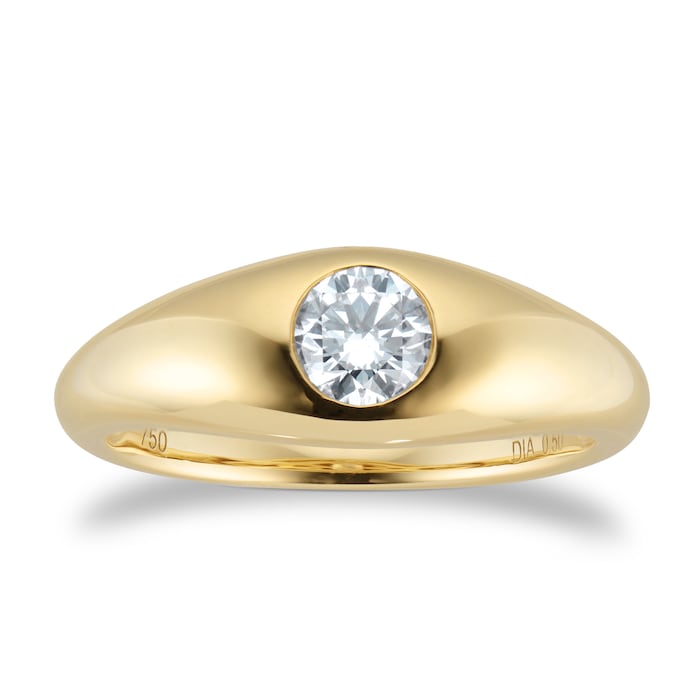 Goldsmiths 18ct Yellow Gold 0.50ct Diamond GIA Round Engagement Ring