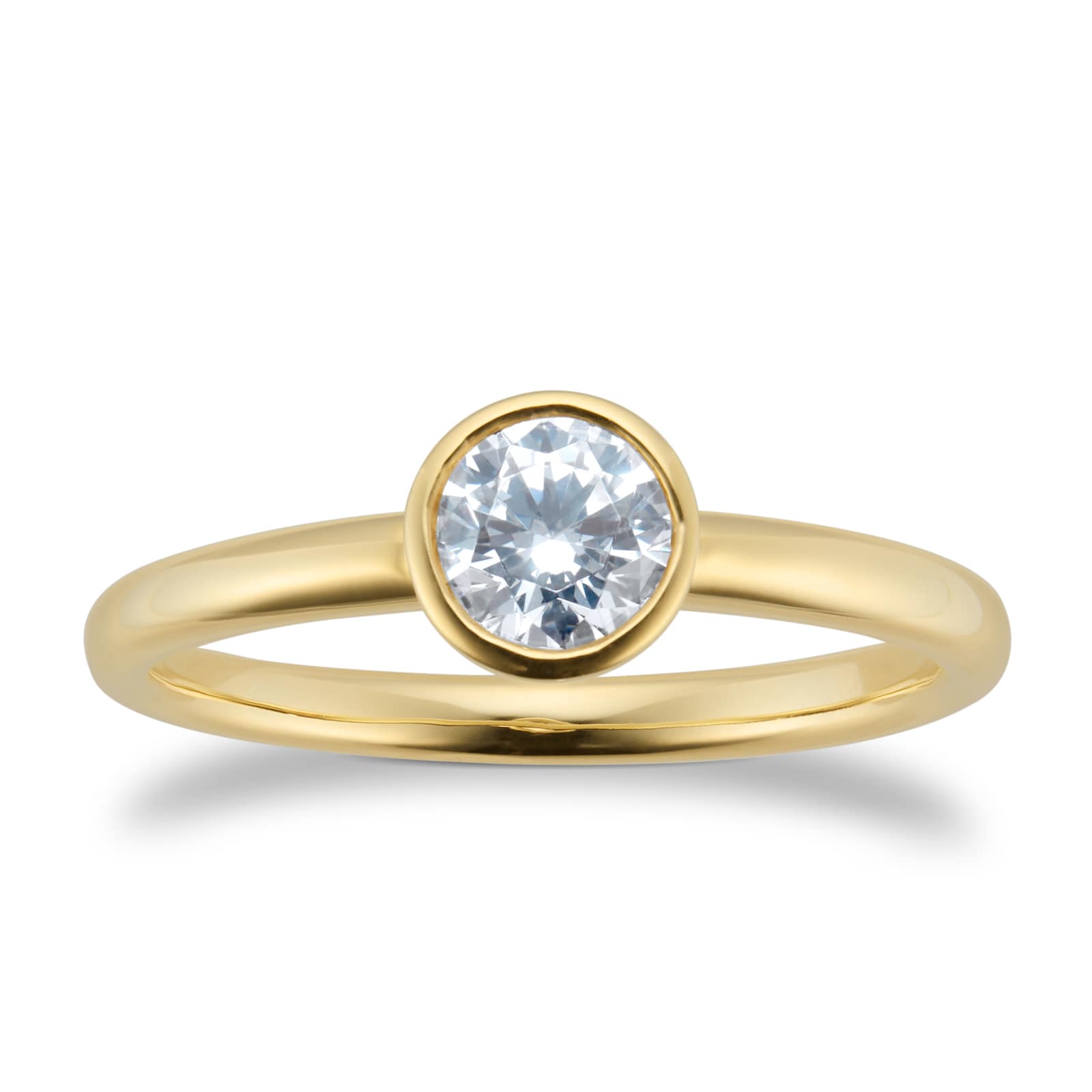 Goldsmiths 18ct Yellow Gold 0.50ct GIA Diamond Bezel Solitaire Engagement Ring