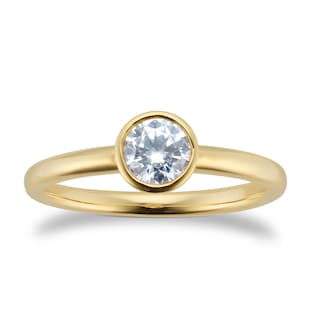 Goldsmiths 18ct Yellow Gold 0.50ct GIA Diamond Bezel Solitaire Engagement Ring