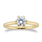 Goldsmiths 18ct Yellow Gold 0.70ct GIA Floral Solitaire Engagement Ring