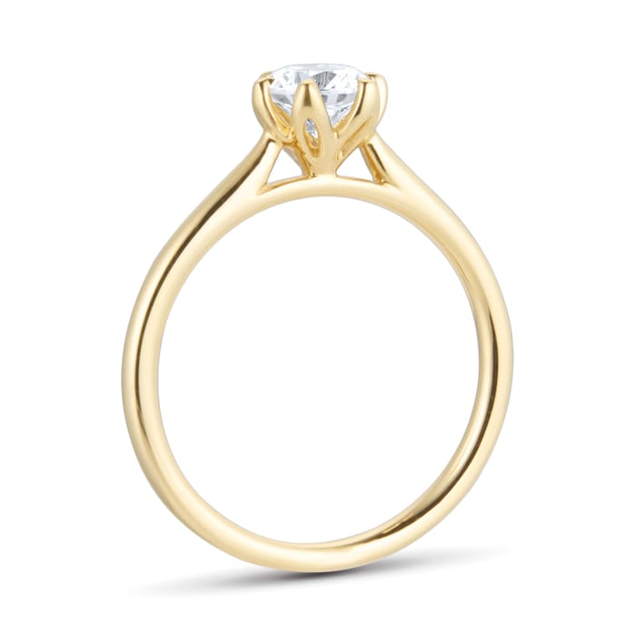 Goldsmiths 18ct Yellow Gold 0.70ct GIA Floral Solitaire Engagement Ring