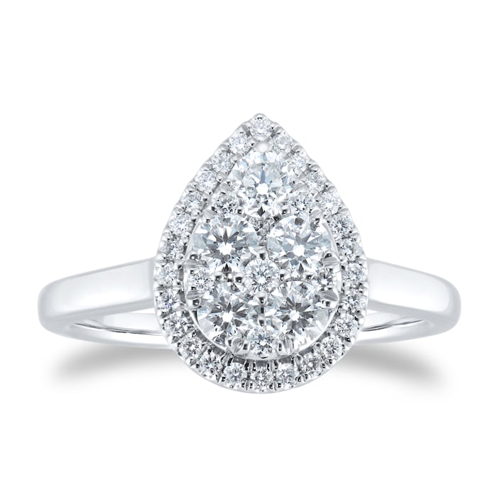 Goldsmiths Platinum 0.75ct Diamond Pear Cluster Engagement Ring