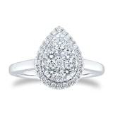 Goldsmiths Platinum 0.75ct Diamond Pear Cluster Engagement Ring