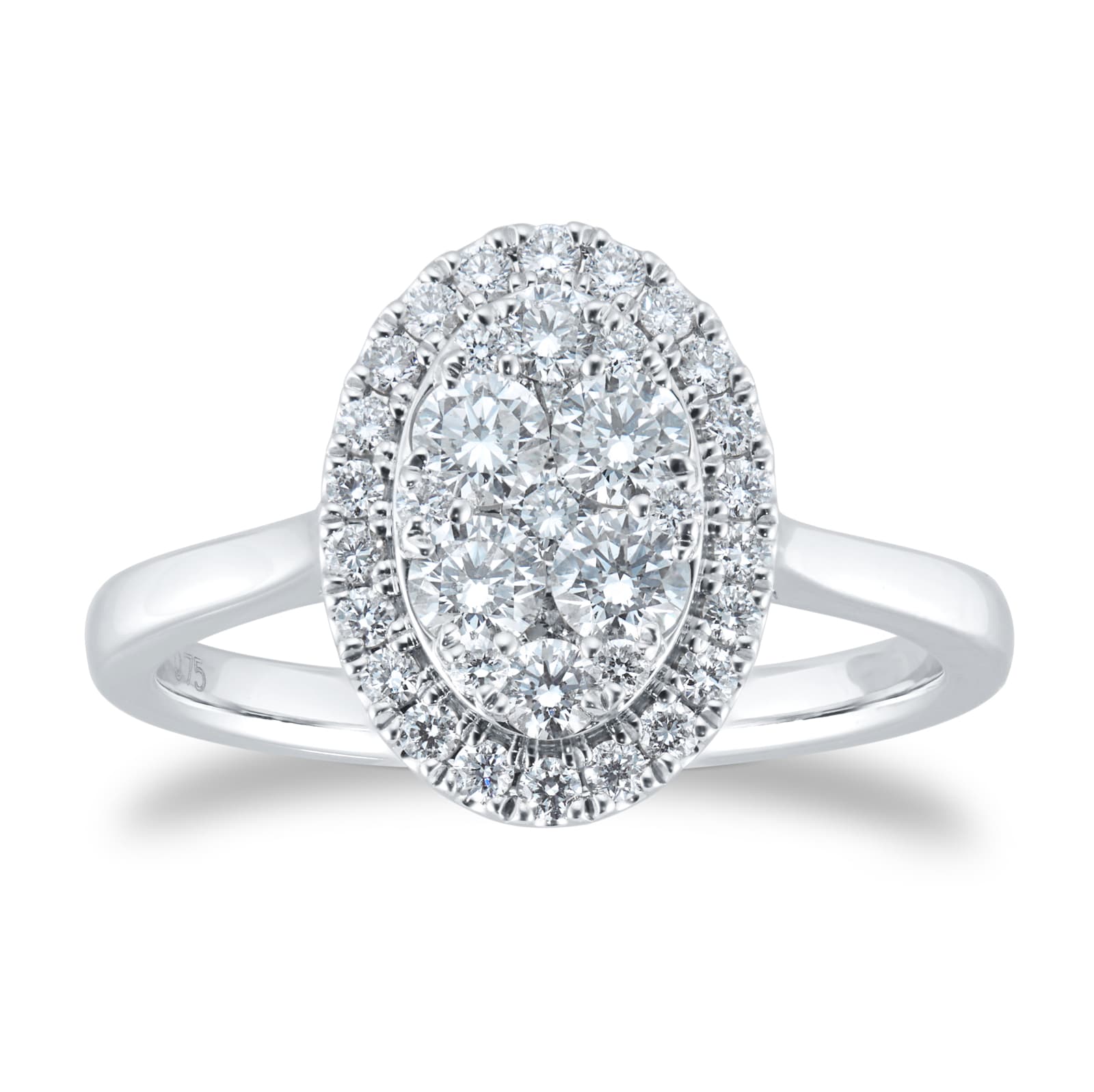 Goldsmiths Platinum 0.75ct Diamond Oval Cluster Engagement Ring Goldsmiths Platinum 0.75ct Diamond Oval Cluster Engagement Ring