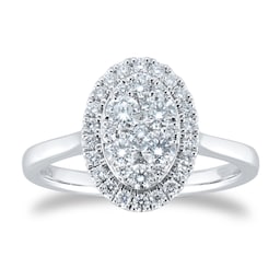 06019528 - Platinum 0.75ct Diamond Oval Cluster Engagement Ring