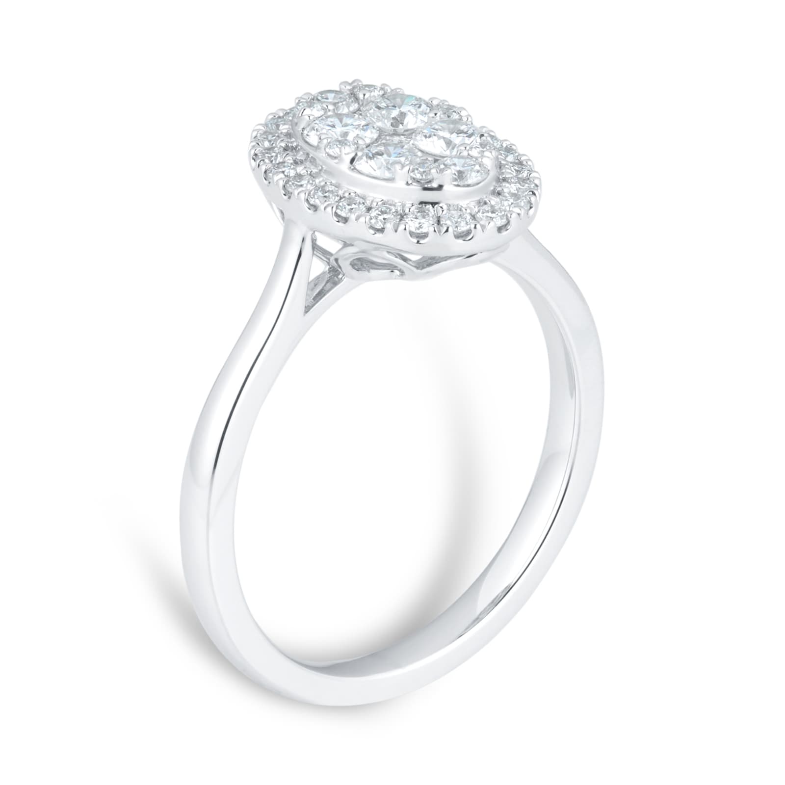 Goldsmiths Platinum 0.75ct Diamond Oval Cluster Engagement Ring Goldsmiths Platinum 0.75ct Diamond Oval Cluster Engagement Ring