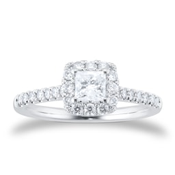 06019548 - Platinum 0.80ct Diamond Princess Cut Halo Engagement Ring