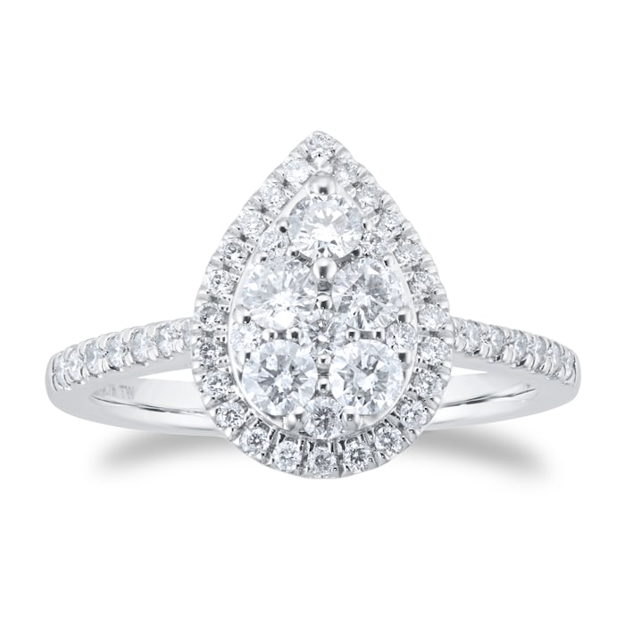 Goldsmiths 18ct White Gold 0.75ct Diamond Pear Cluster Engagement Ring