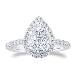 06019549 - 18ct White Gold 0.75ct Diamond Pear Cluster Engagement Ring
