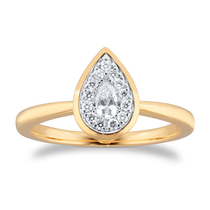 Goldsmiths 18ct Yellow Gold 0.23cttw Diamond Pear Cluster Engagement Ring