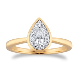 06019567 - 18ct Yellow Gold 0.23cttw Diamond Pear Cluster Engagement Ring