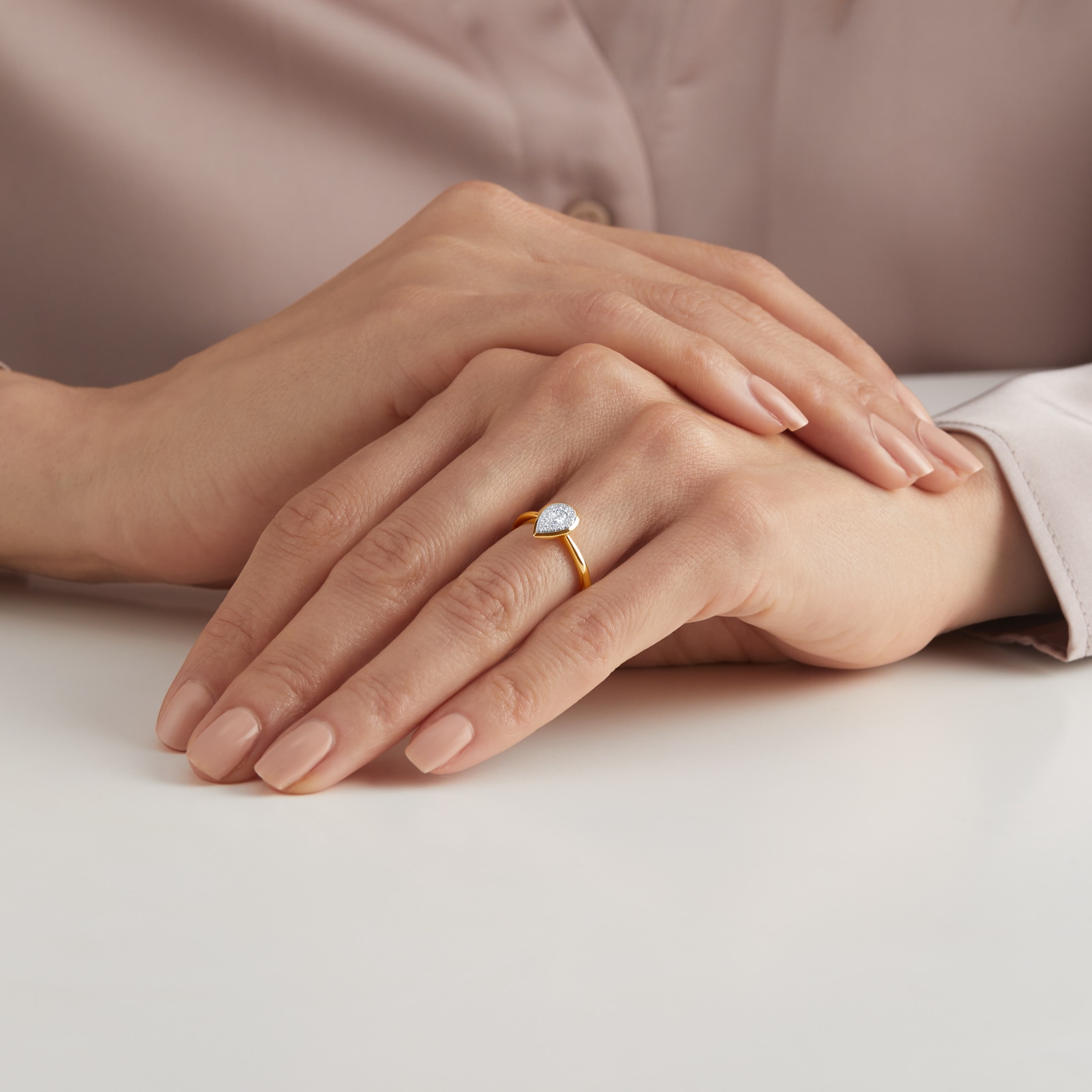 Goldsmiths 18ct Yellow Gold 0.23cttw Diamond Pear Cluster Engagement Ring Goldsmiths 18ct Yellow Gold 0.23cttw Diamond Pear Cluster Engagement Ring