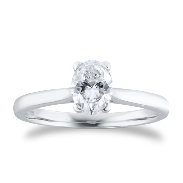 Goldsmiths Platinum 0.70ct Diamond Oval Solitaire Engagement Ring