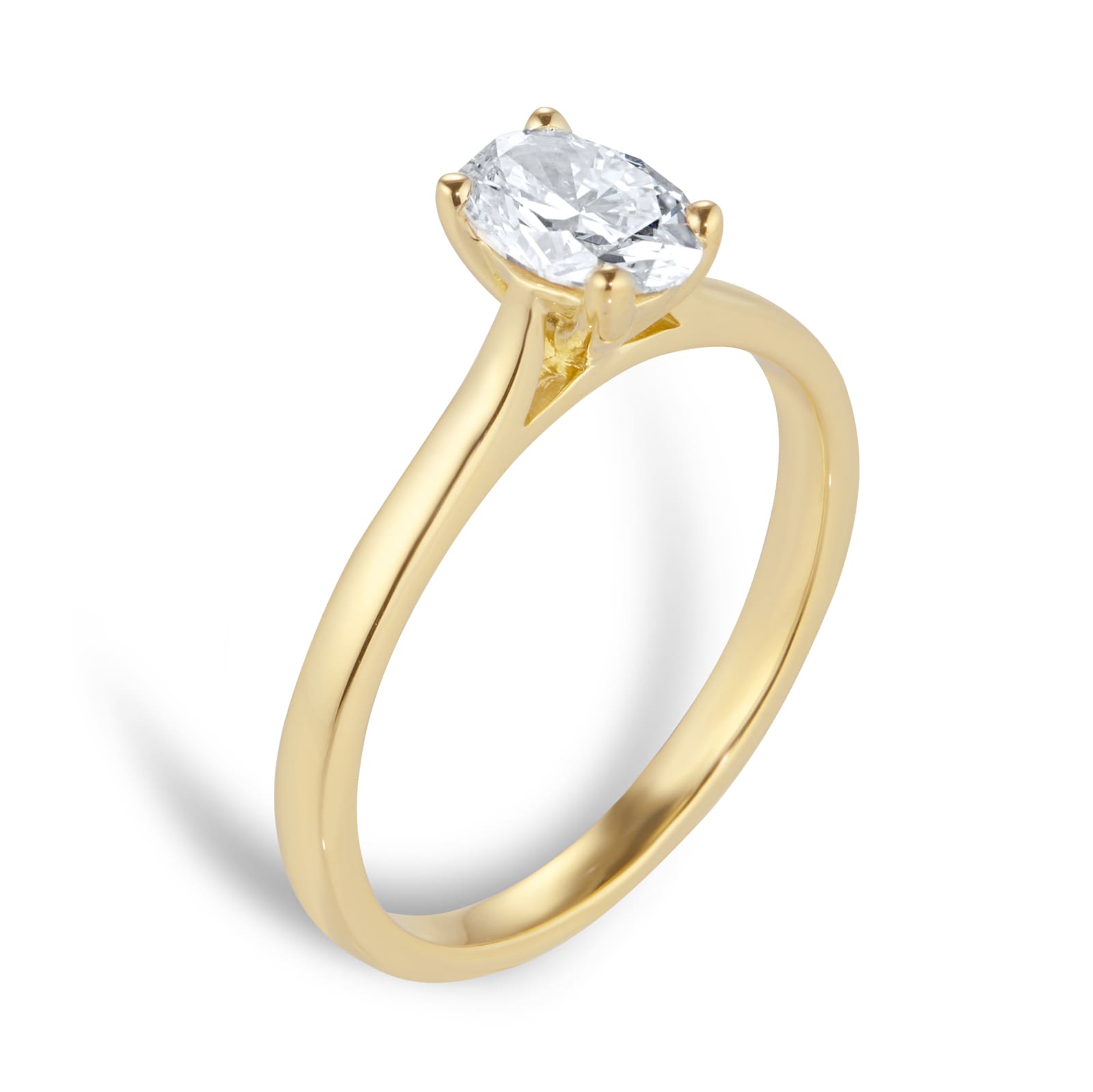 Goldsmiths 18ct Yellow Gold 0.70ct Diamond Oval Solitaire Engagement Ring - Ring Size N