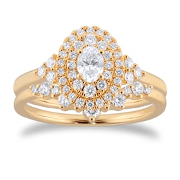 06019570 - 18ct Yellow Gold 0.75cttw Diamond Oval Tiara Bridal Set