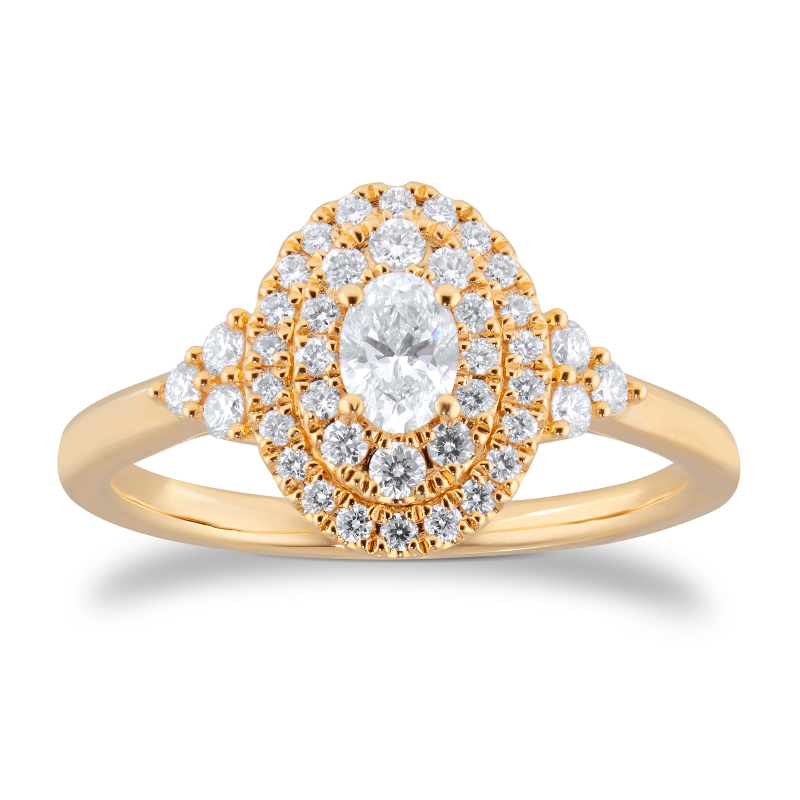 Goldsmiths 18ct Yellow Gold 0.75cttw Diamond Oval Tiara Bridal Set - RingSize J Goldsmiths 18ct Yellow Gold 0.75cttw Diamond Oval Tiara Bridal Set - RingSize J