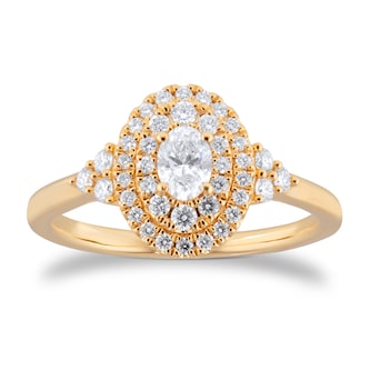 Goldsmiths 18ct Yellow Gold 0.75cttw Diamond Oval Tiara Bridal Set