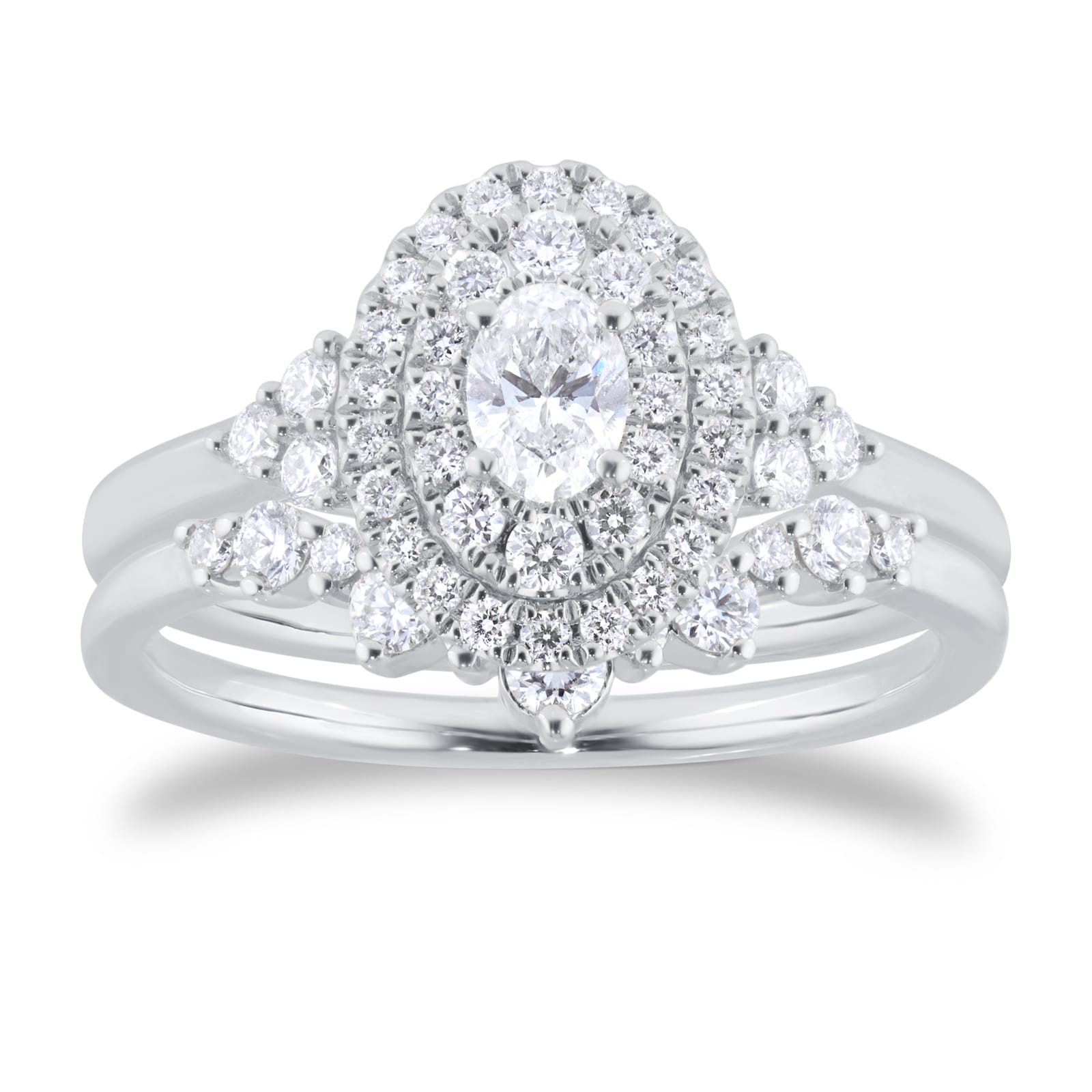 Goldsmiths Platinum 0.75cttw Diamond Oval Tiara Bridal Set Goldsmiths Platinum 0.75cttw Diamond Oval Tiara Bridal Set