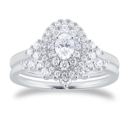 06019571 - Platinum 0.75cttw Diamond Oval Tiara Bridal Set