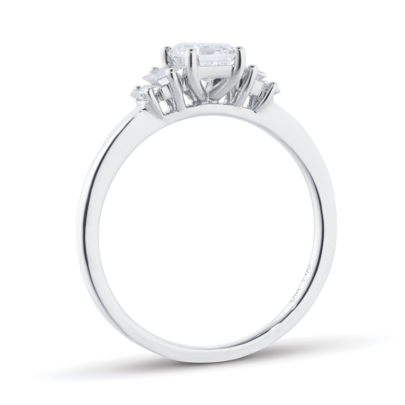 Goldsmiths Platinum 1.00ct Diamond Emerald & Baguette Cut Engagement Ring Goldsmiths Platinum 1.00ct Diamond Emerald & Baguette Cut Engagement Ring