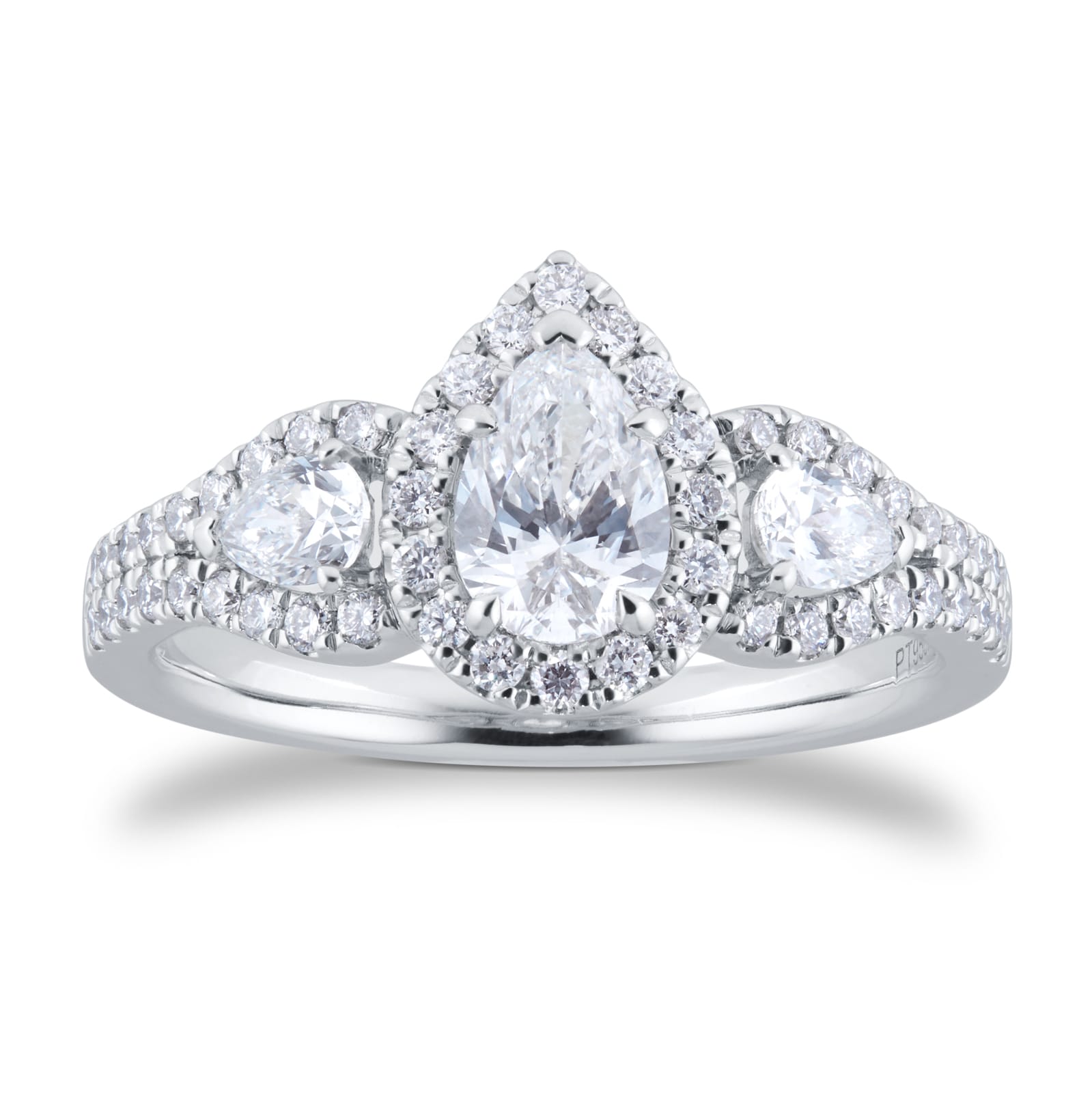 Amelia Platinum 1.08cttw Pear Cut Diamond Three Stone Ring - Ring Size M