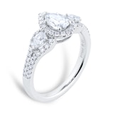 Mappin & Webb Amelia Platinum 1.08cttw Pear Cut Diamond Three Stone Ring
