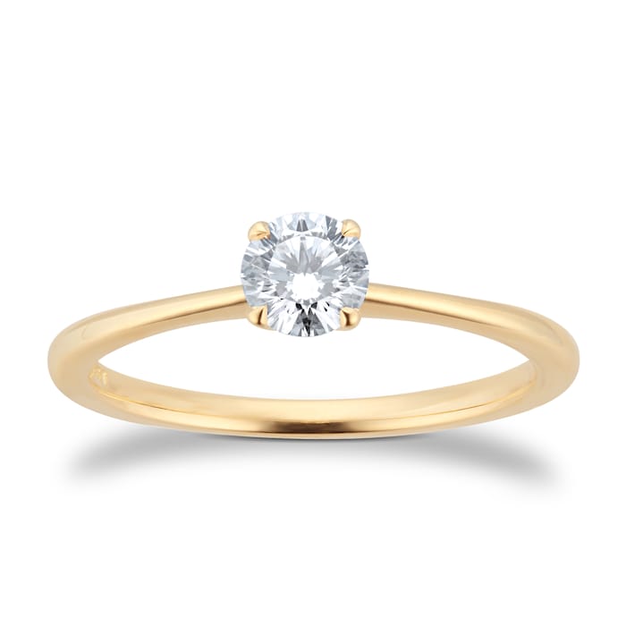 Goldsmiths Exclusive 18ct Yellow Gold 0.40cttw Brilliant Cut Solitaire Diamond Engagement Ring