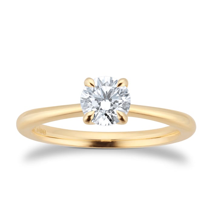 Goldsmiths Exclusive 18ct Yellow Gold 0.50cttw Brilliant Cut Solitaire Diamond Engagement Ring
