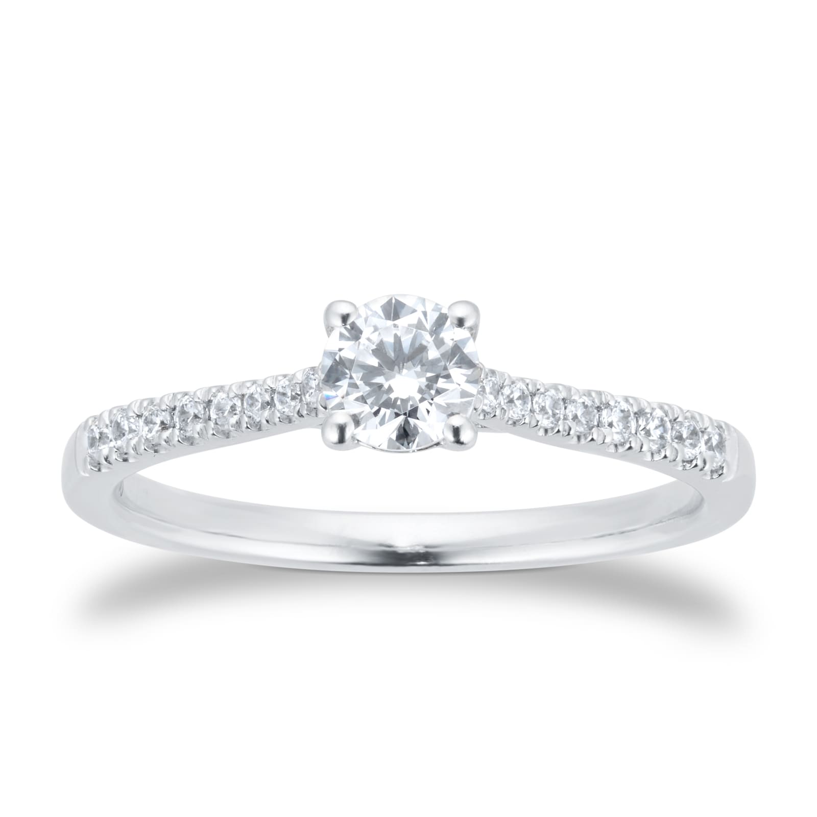 Goldsmiths Platinum 0.50cttw Diamond Set Shoulder Solitaire Engagement Ring