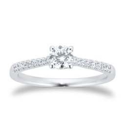 06019619 - Platinum 0.50cttw Diamond Set Shoulder Solitaire Engagement Ring