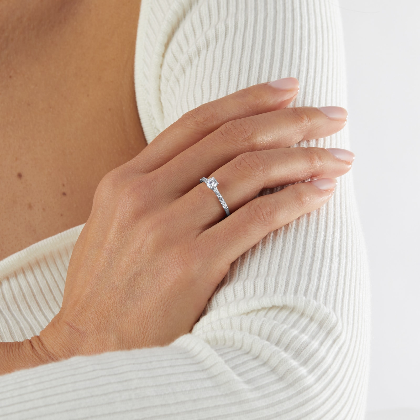 Goldsmiths Platinum 0.50cttw Diamond Set Shoulder Solitaire Engagement Ring