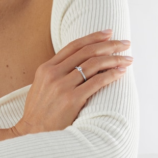 Goldsmiths Platinum 0.50cttw Diamond Set Shoulder Solitaire Engagement Ring