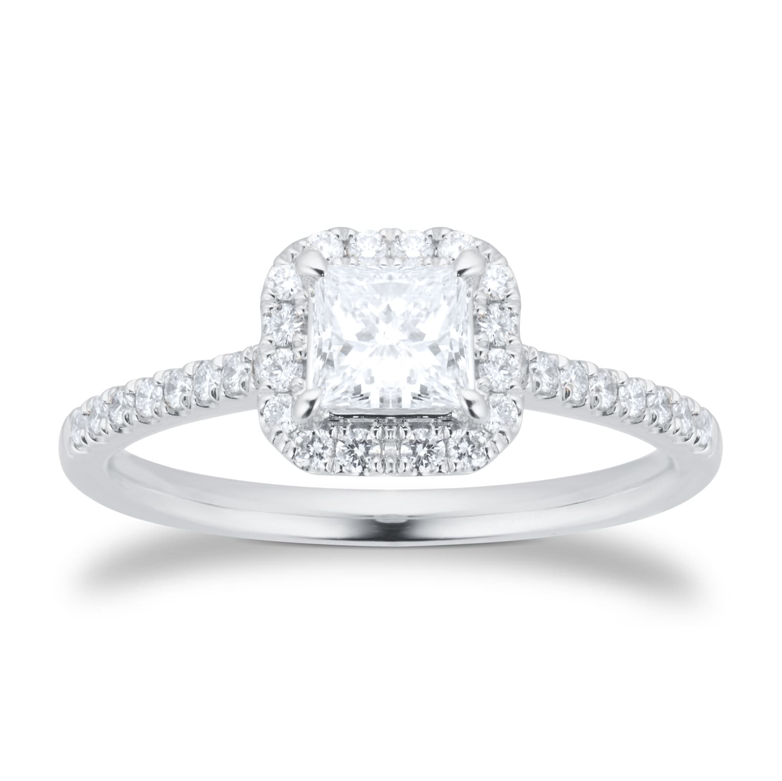 Goldsmiths Platinum 0.60cttw Princess Cut Diamond Halo Engagement Ring