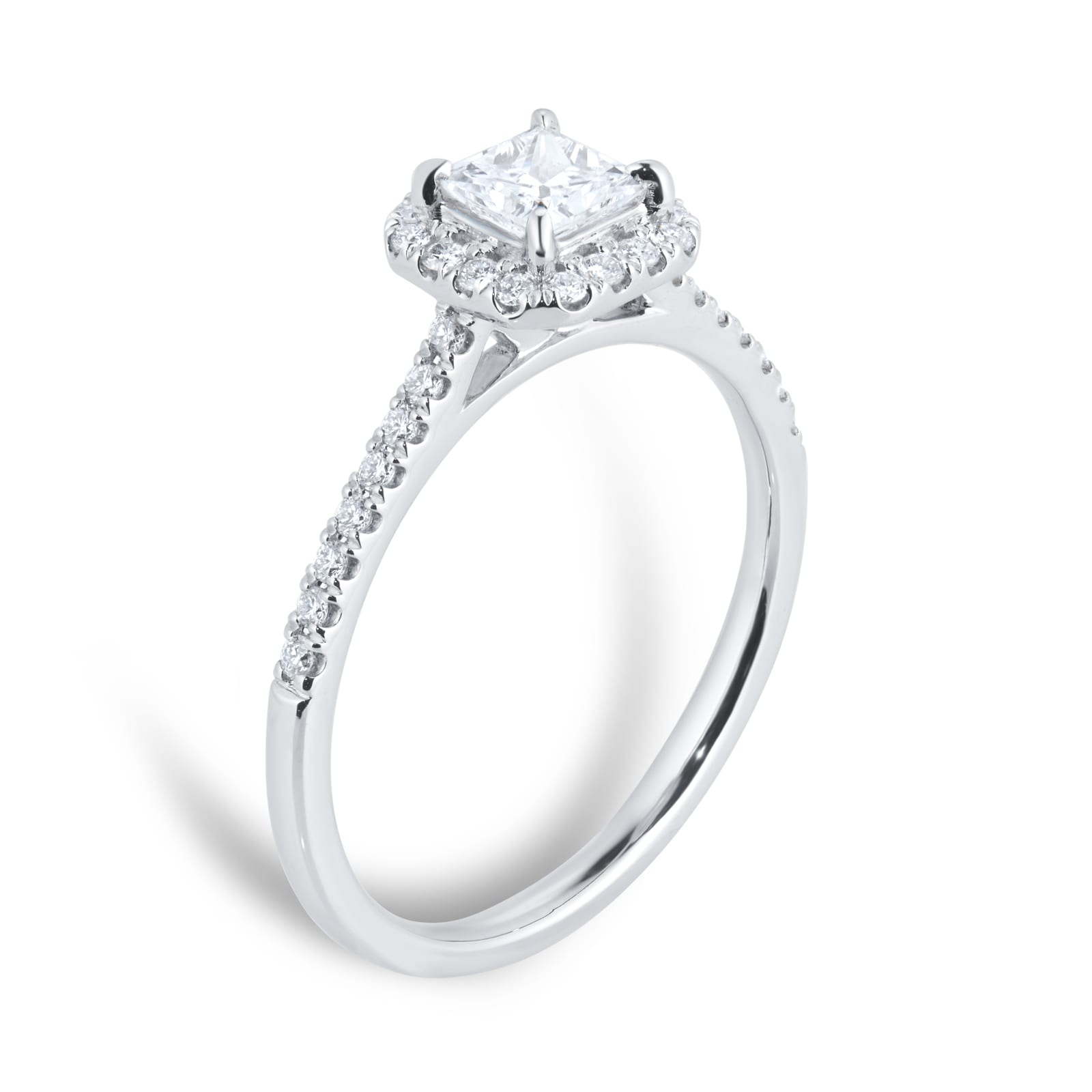 Goldsmiths Platinum 0.60cttw Princess Cut Diamond Halo Engagement Ring Goldsmiths Platinum 0.60cttw Princess Cut Diamond Halo Engagement Ring