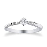 Goldsmiths 18ct White Gold 0.30cttw Diamond Set Shoulder Solitaire Twist Engagement Ring