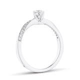 Goldsmiths 18ct White Gold 0.30cttw Diamond Set Shoulder Solitaire Twist Engagement Ring