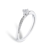 Goldsmiths 18ct White Gold 0.30cttw Diamond Set Shoulder Solitaire Twist Engagement Ring