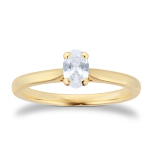 Goldsmiths 18ct Yellow Gold 0.50cttw Oval Cut Solitaire Engagement Ring