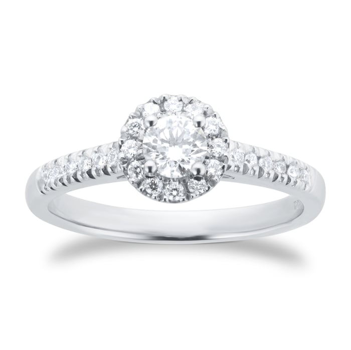 Goldsmiths Platinum 0.50cttw Brilliant Cut Diamond Halo Engagement Ring